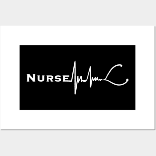 Nurse ecg stethoscope art Posters and Art